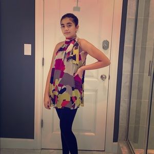 Abstract print halter tunic